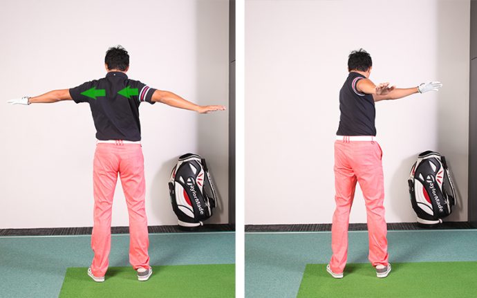 肩甲骨の動きを意識して正しい回転を行う じゃらんゴルフ